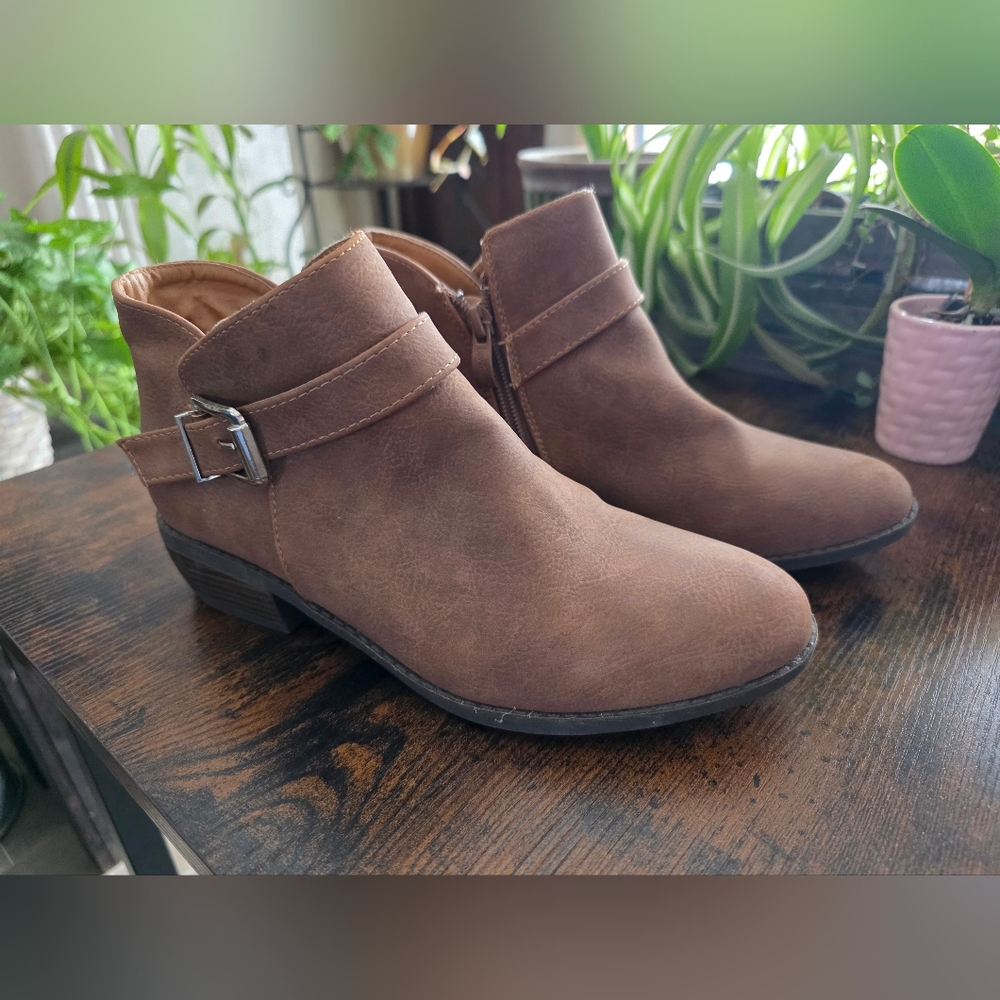 Stylish Brown Ankle Booties with Buckle